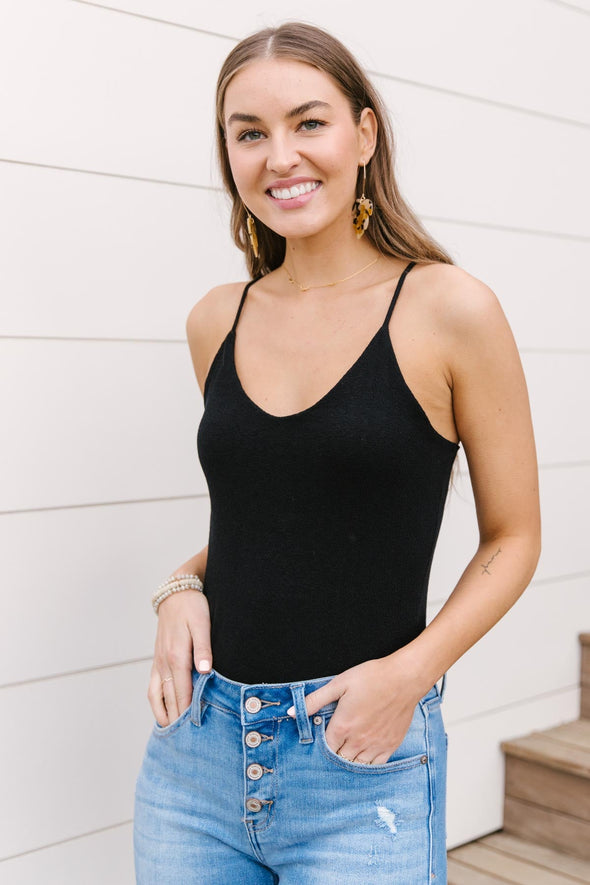 Better Or Best Black Tank Bodysuit