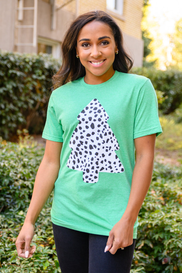 Dalmatian Tree Graphic Tee in Kelly Green