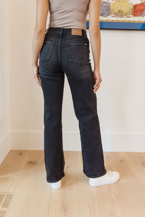 Eleanor High Rise Classic Straight Jeans in Washed Black By Judy Blue