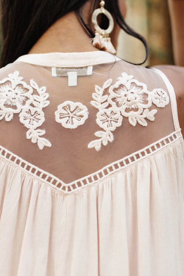 Floral Embroidered Swing Top in Pink