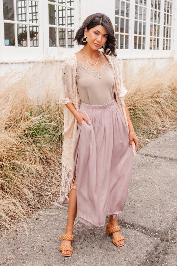 Get Away Maxi Skirt In Mauve