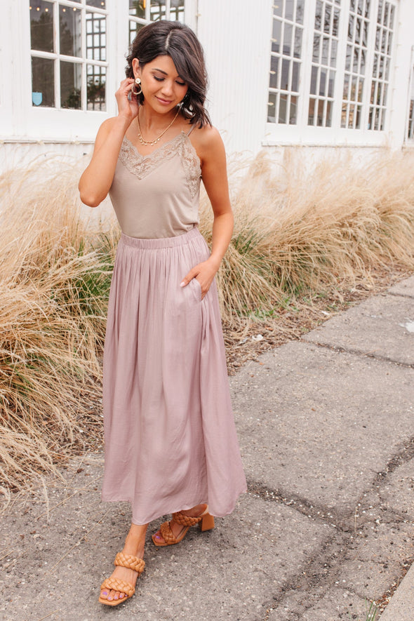 Get Away Maxi Skirt In Mauve