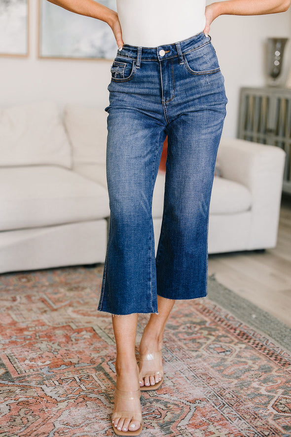 Hayes High Rise Wide Leg Crop Jeans By Judy Blue