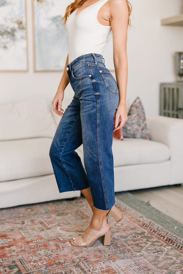 Hayes High Rise Wide Leg Crop Jeans By Judy Blue