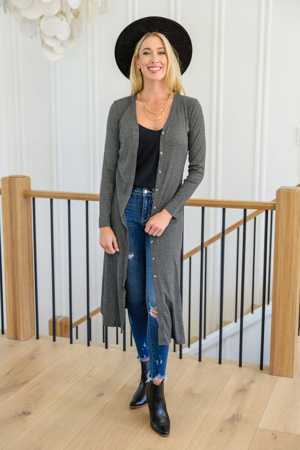 Lucky Break Cardigan in Charcoal