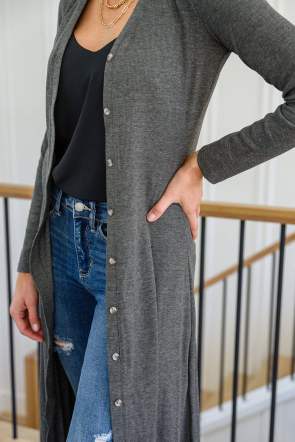 Lucky Break Cardigan in Charcoal