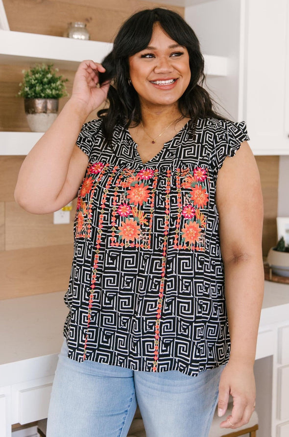 Patterns and Petals Embroidered Top