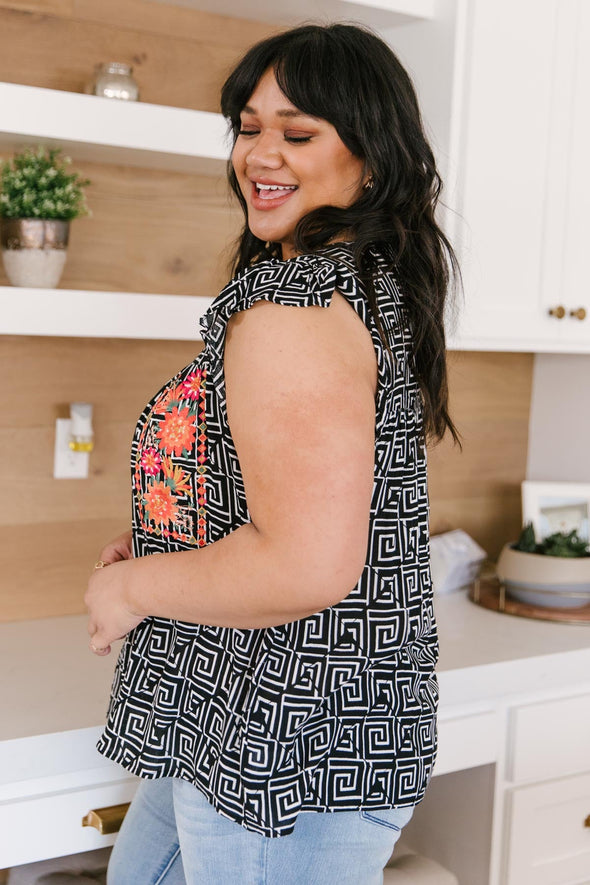 Patterns and Petals Embroidered Top