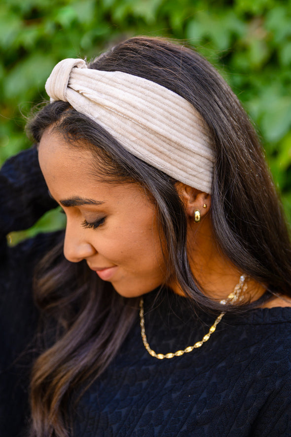 Perfect Plush Corduroy Headband In Beige