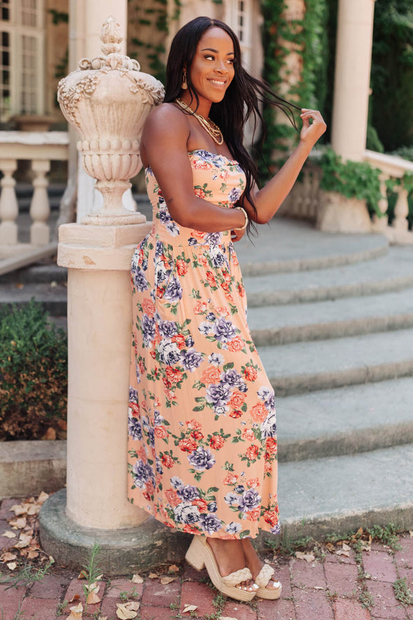 Romantic Roses Maxi Dress in Blush