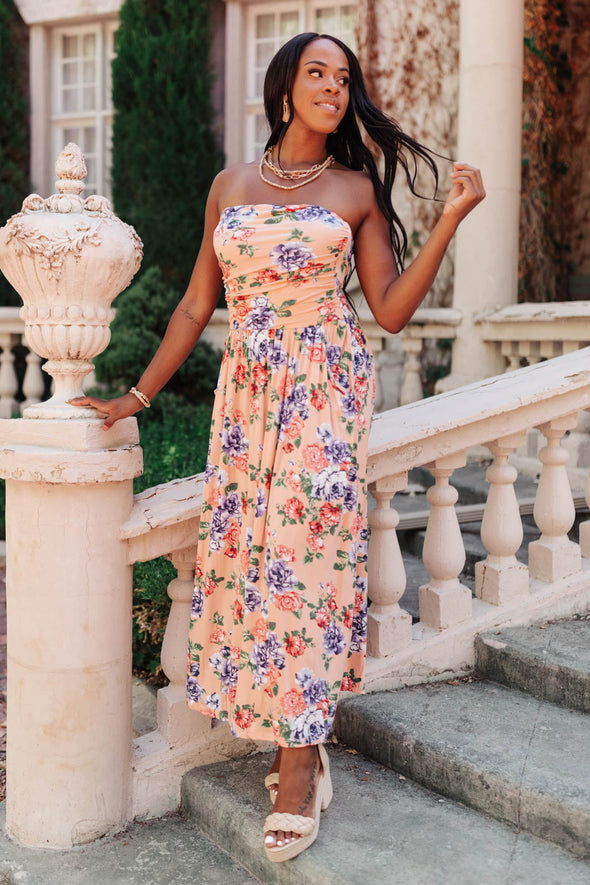 Romantic Roses Maxi Dress in Blush