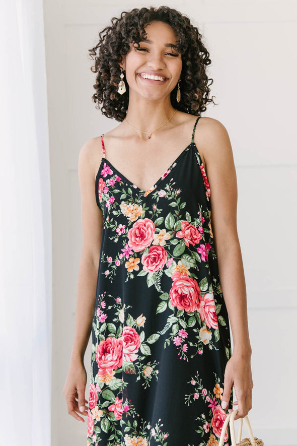 Stuck With Me Floral Maxi in Black