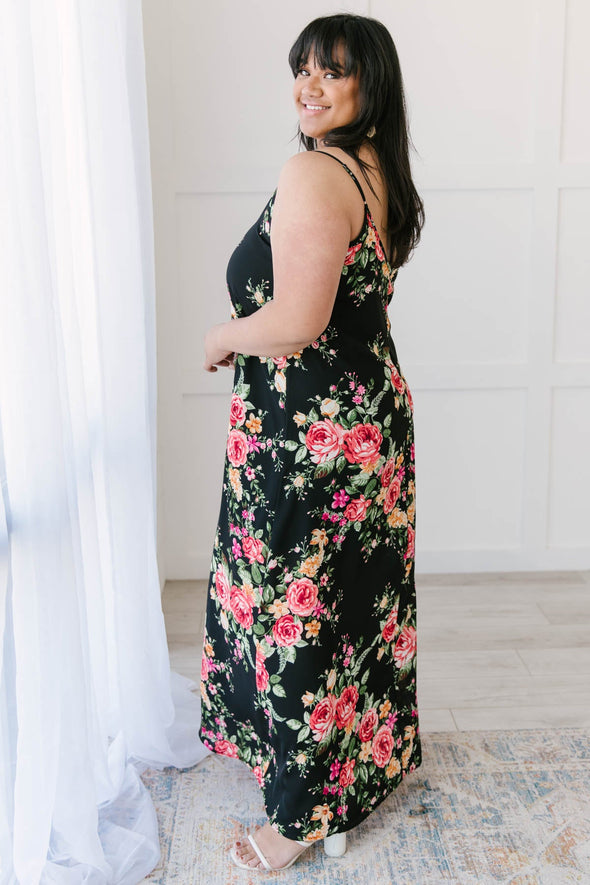 Stuck With Me Floral Maxi in Black