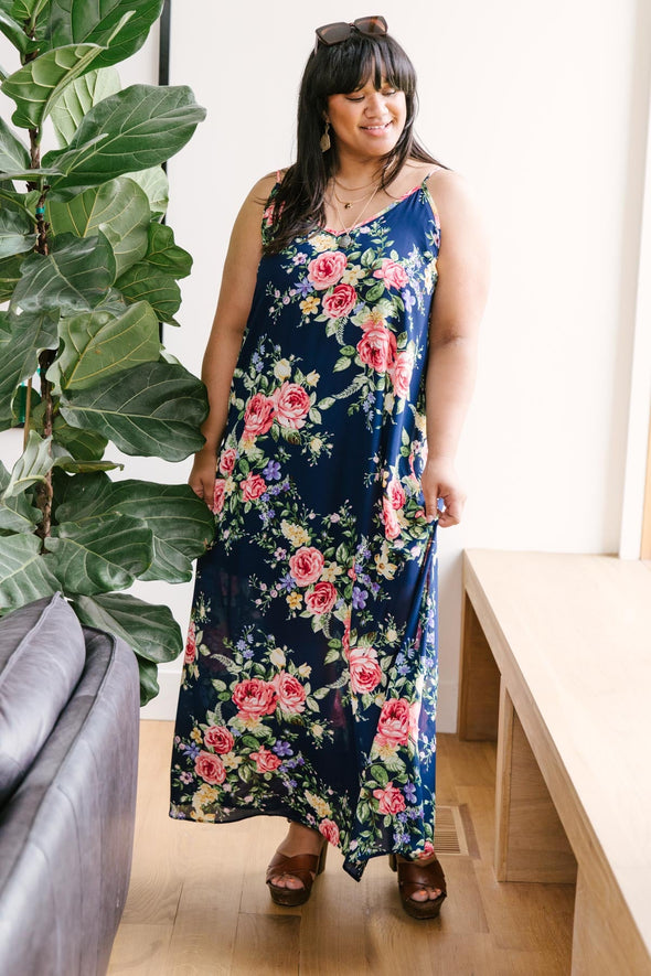 Stuck With Me Floral Maxi in Navy