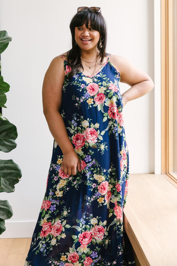 Stuck With Me Floral Maxi in Navy