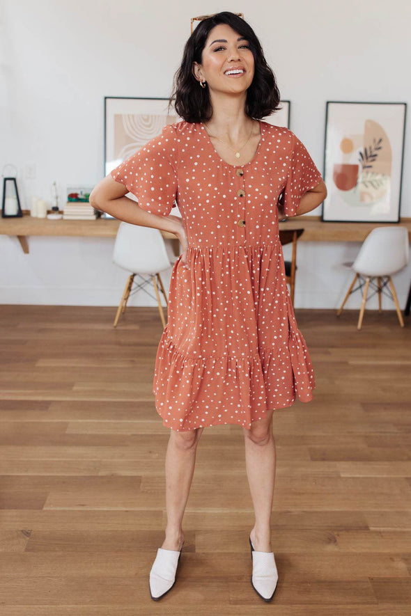 Sweet Dots Dress in Brick