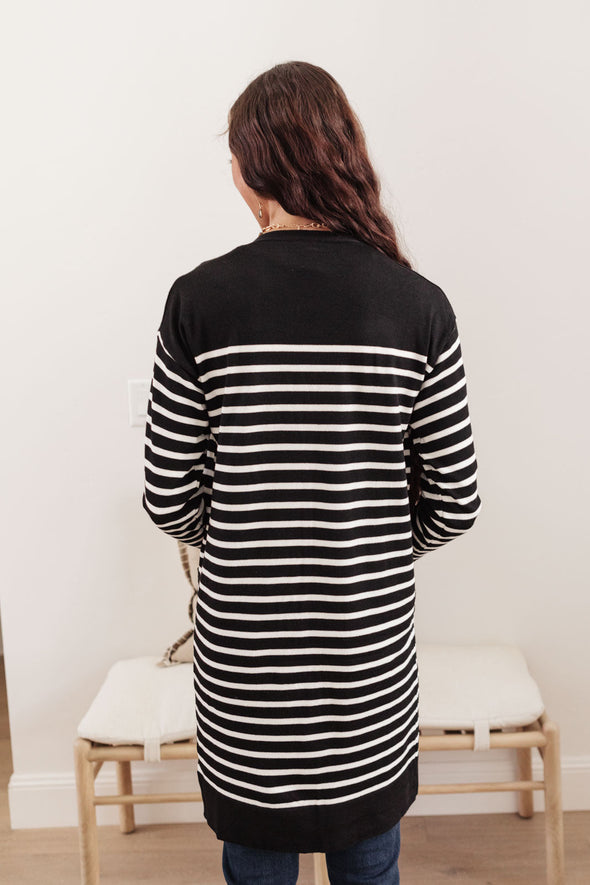 Swift Stripes Pocket Cardigan in Black & White