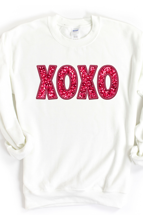 XOXO Red Faux Sequin Crewneck