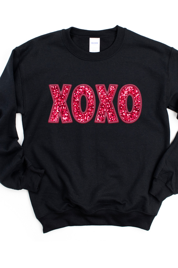 XOXO Red Faux Sequin Crewneck