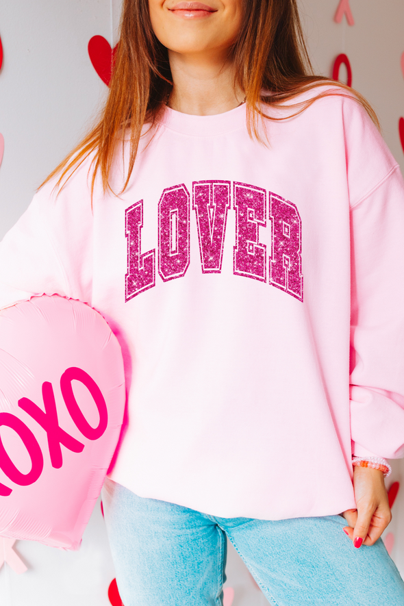 Lover Faux Glitter Crewneck