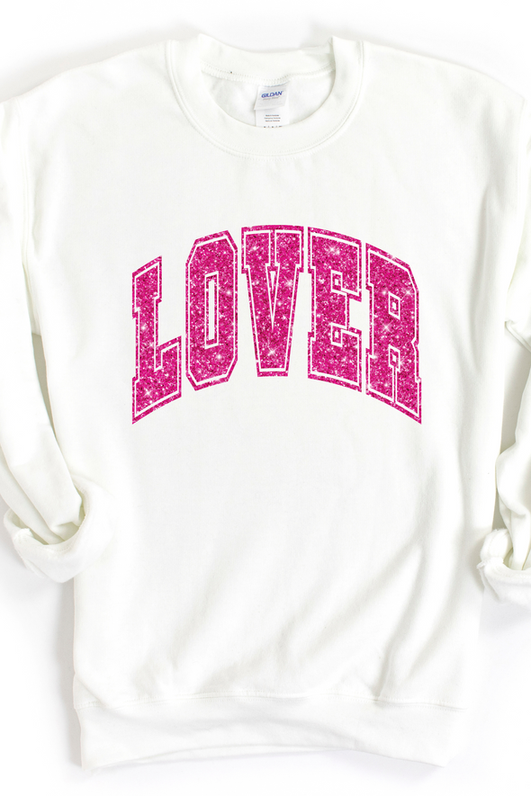 Lover Faux Glitter Crewneck