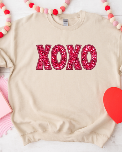 XOXO Red Faux Sequin Crewneck