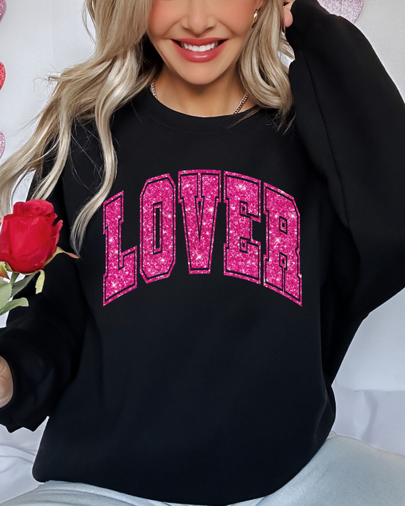 Lover Faux Glitter Crewneck