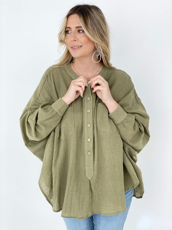 Textured Cotton Linen Oversized Top- 3 Colors