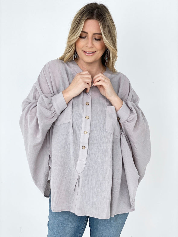 Textured Cotton Linen Oversized Top- 3 Colors