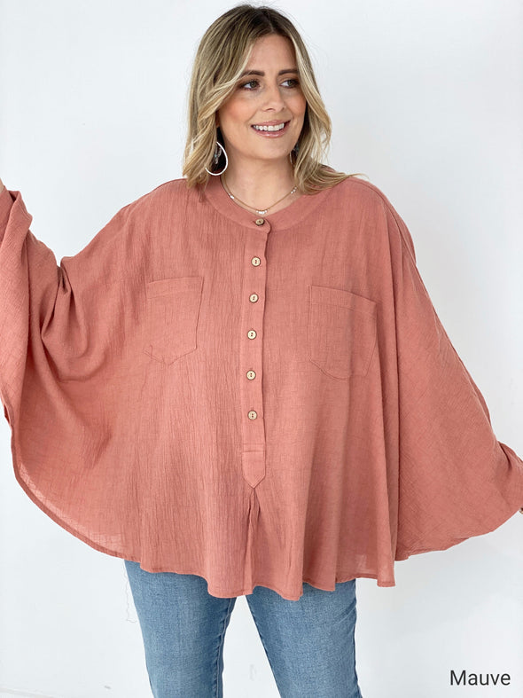 Textured Cotton Linen Oversized Top- 3 Colors