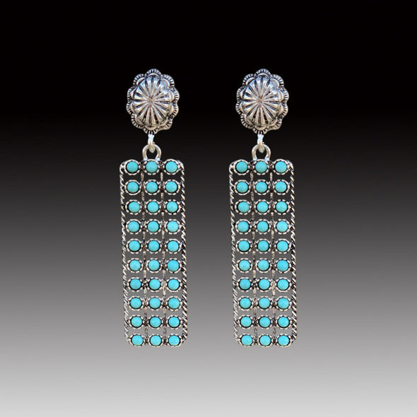 Art Deco Inlaid Turquoise Drop Earring