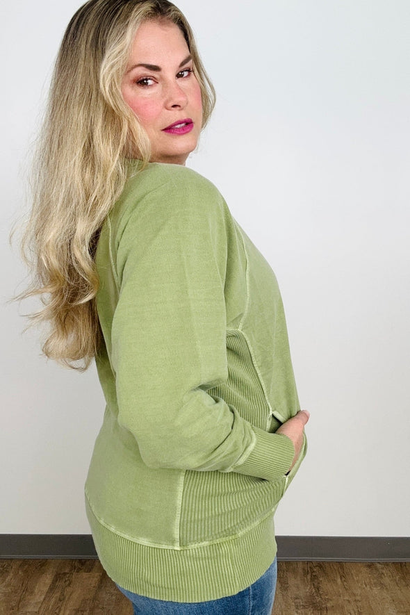 Pigment Dyed French Terry Pullover With Pockets