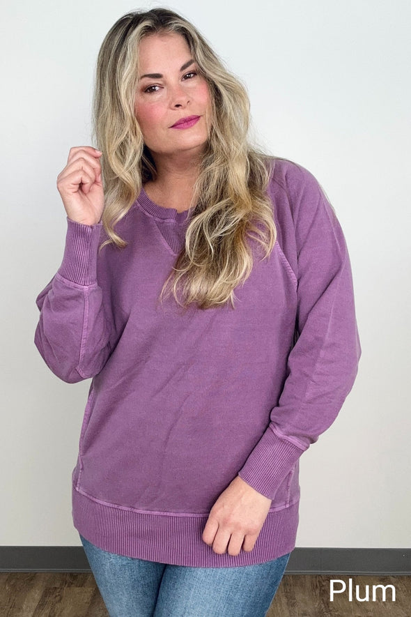 Pigment Dyed French Terry Pullover With Pockets