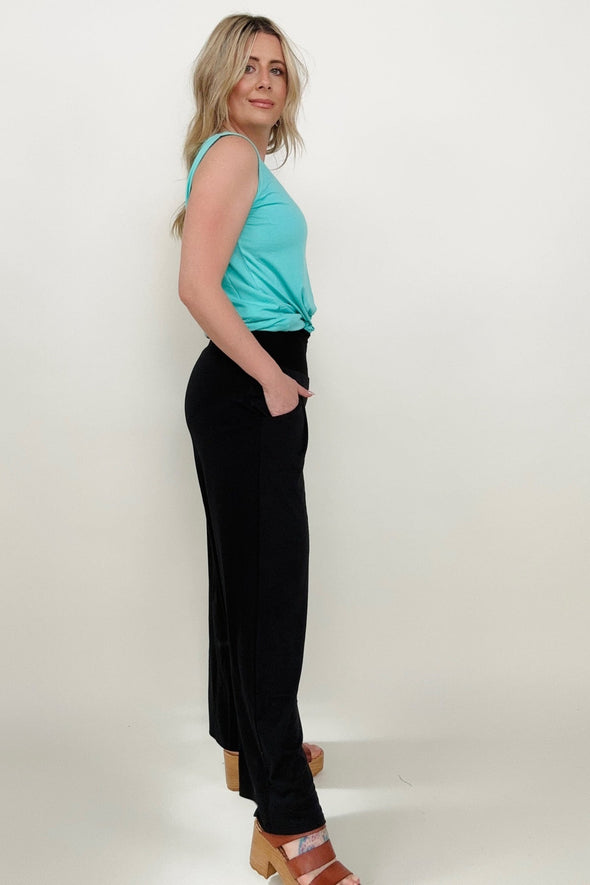 Smocked Waistband Wide Leg Pants