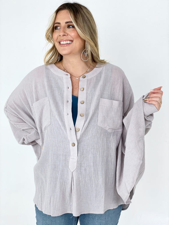 Textured Cotton Linen Oversized Top- 3 Colors