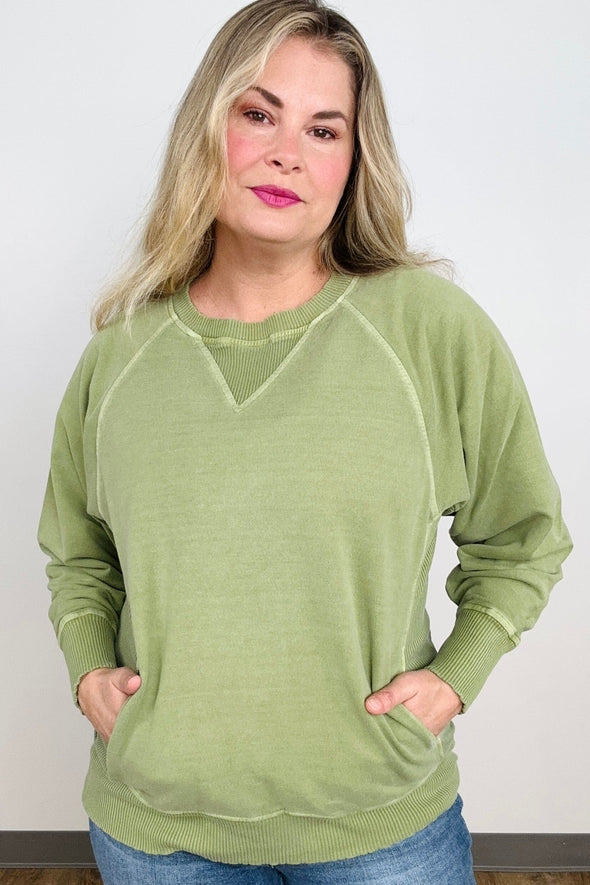 Pigment Dyed French Terry Pullover With Pockets