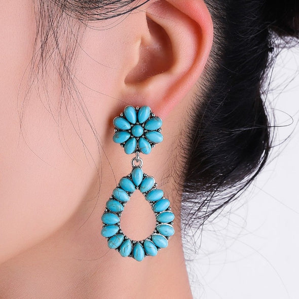 Turquoise Teardrop-Shaped Drop Earrings