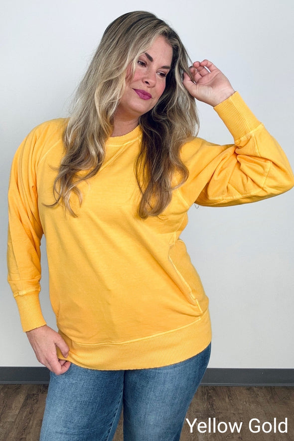 Pigment Dyed French Terry Pullover With Pockets