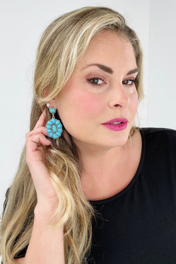 Retro Turquoise Geometric Dangle Earrings