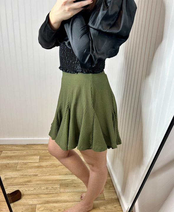 Olive Skirt With Shorts