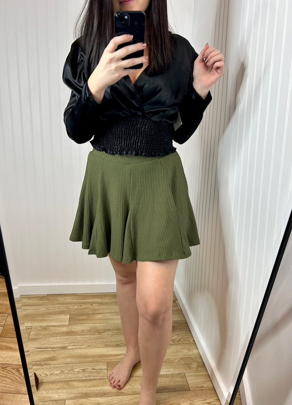 Olive Skirt With Shorts