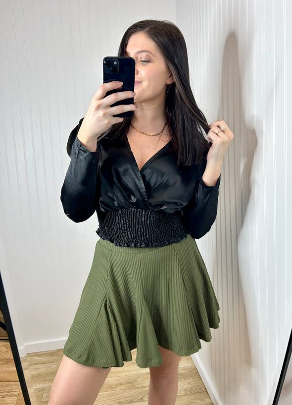 Olive Skirt With Shorts