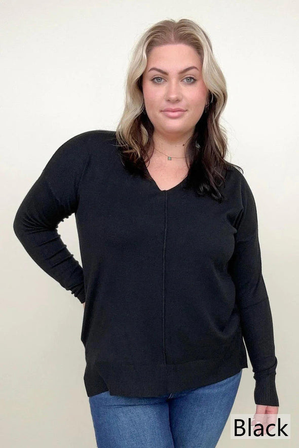 Front Seam Light Knit Sweater- 3 Colors